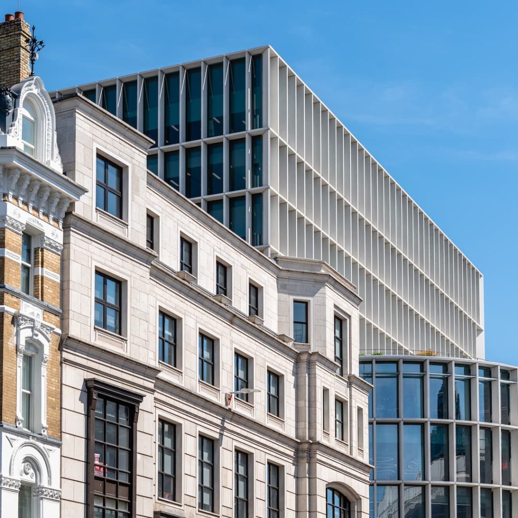 Cityscape with old and modern office buildings in London